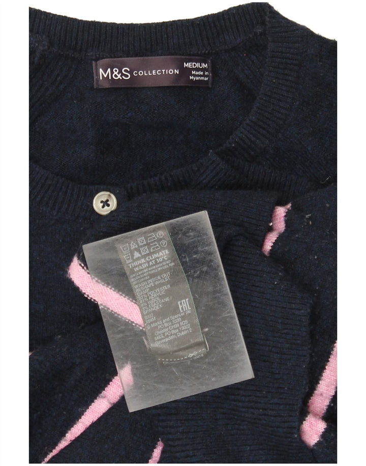 Женский джемпер с воротником на пуговицах MARKS & SPENCER UK 14, средний темно-синий