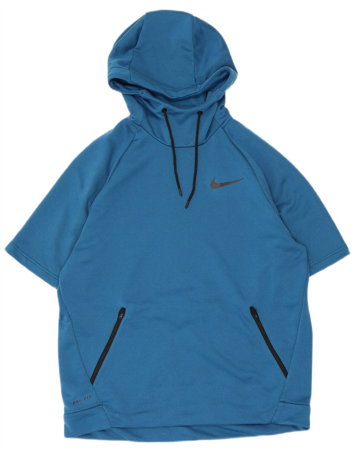 Мужская толстовка с короткими рукавами Nike Dri Fit, большой синий полиэстер