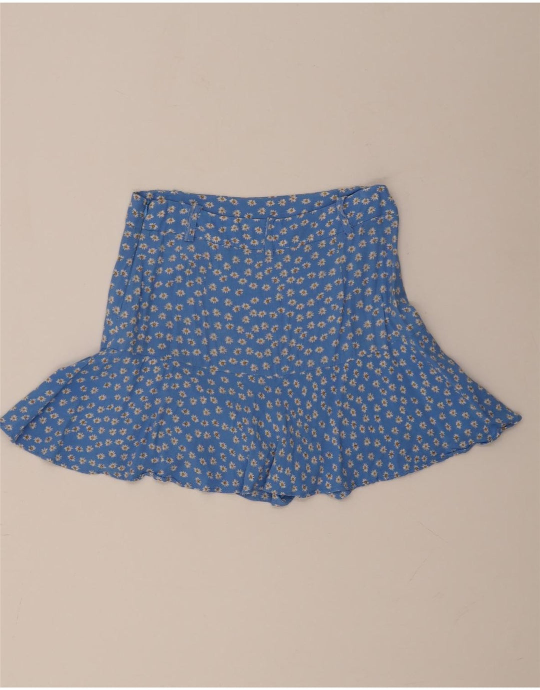 Женская мини-юбка Zara Medium W28 Синяя вискоза с цветочным принтом
