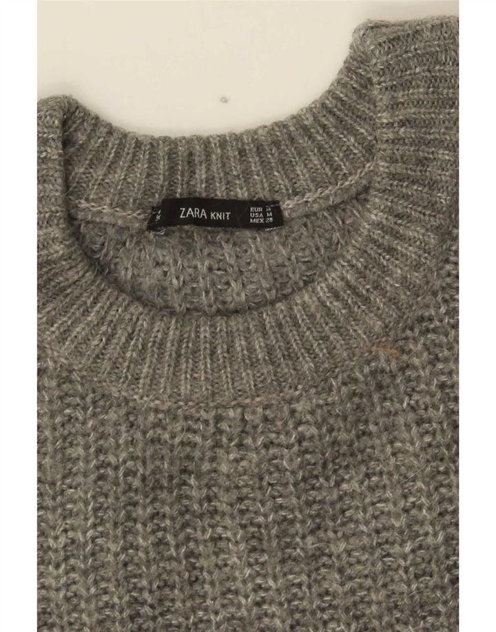 Женский свободный джемпер с круглым вырезом Zara UK 14, средний серый цвет
