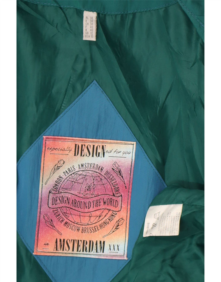 Винтажная женская парка с капюшоном, Великобритания, 22, 3XL, синяя, полиэстер с цветными блоками