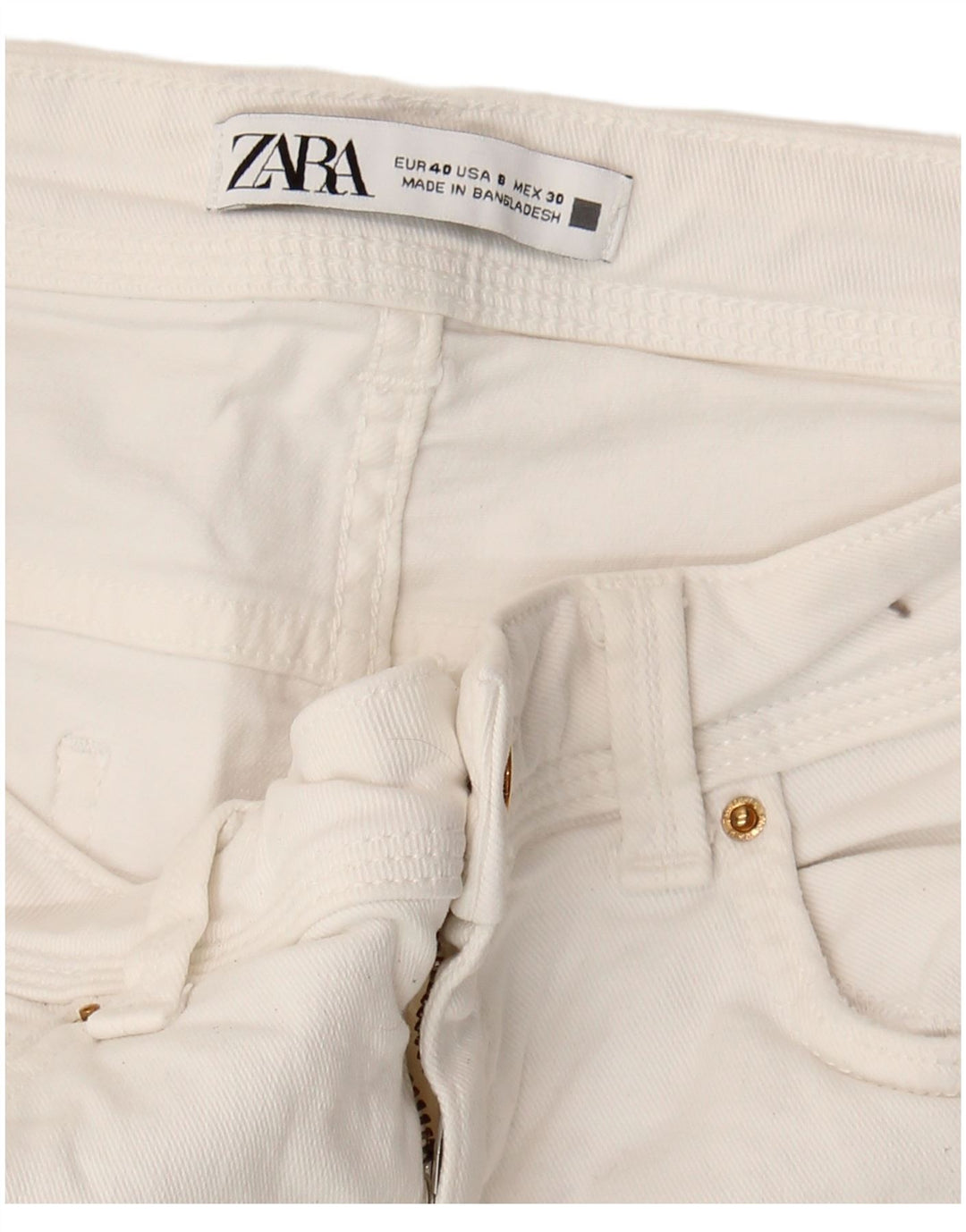 Женские укороченные джинсы скинни Zara EU 40 Medium W30 L26 Белые
