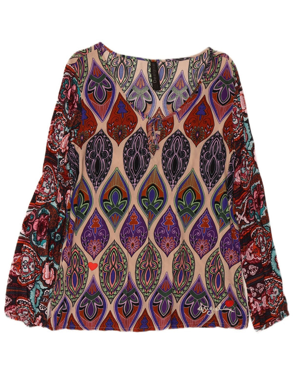 DESIGUAL Женская блузка с длинным рукавом, топ UK 18 XL, разноцветный пейсли
