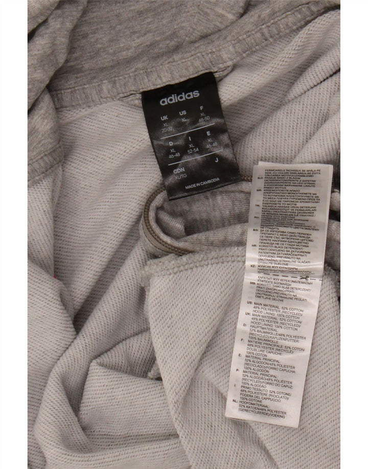 Женский свитер с капюшоном на молнии ADIDAS UK 20/22 XL, серый хлопок с крапинками