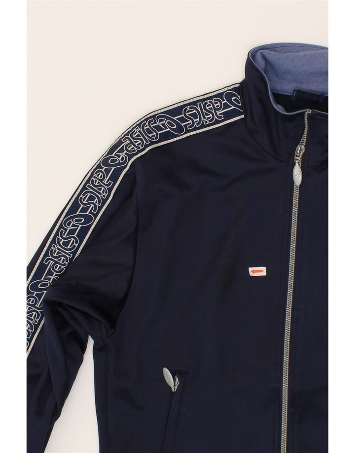 ASICS Boys Graphic Tracksuit Top Jacket 11-12 Years Navy Blue Vintage Asics and Second-Hand Asics from Messina Hembry 