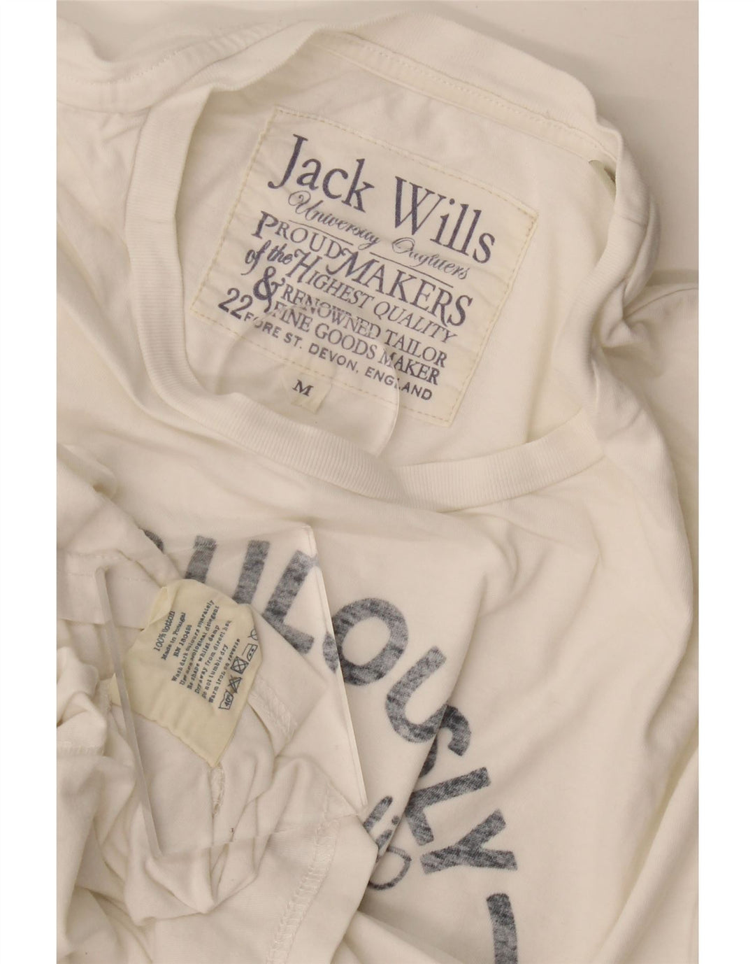 Jack Wills Мужская футболка с рисунком Топ среднего размера, белый хлопок