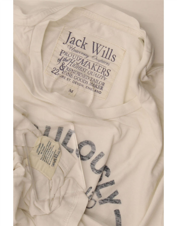 Jack Wills Мужская футболка с рисунком Топ среднего размера, белый хлопок