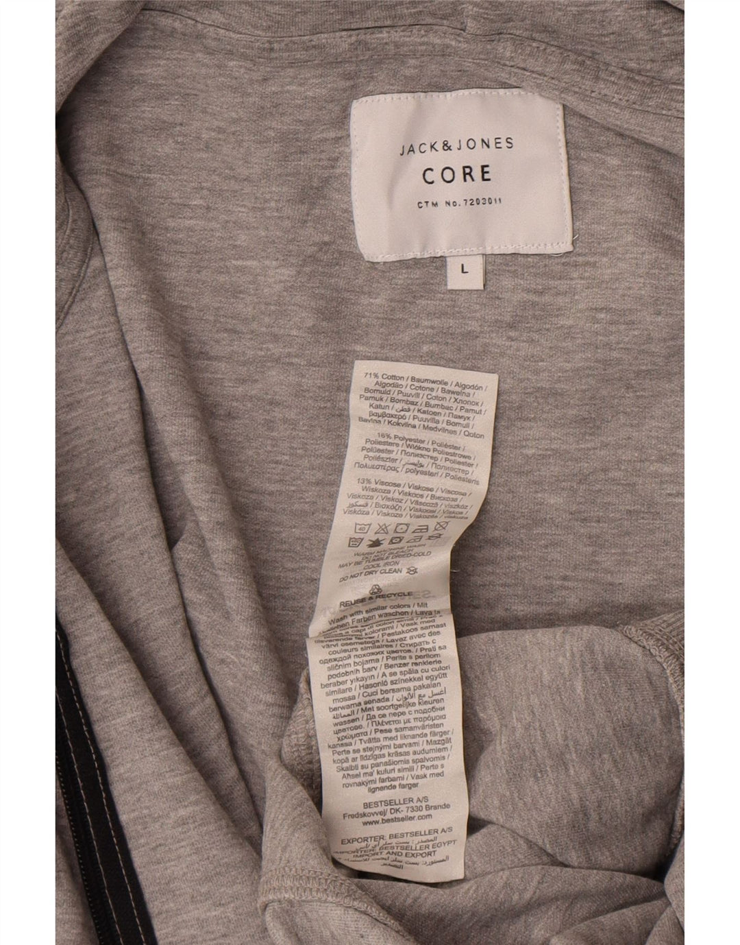 Мужской свитер с капюшоном на молнии Jack & Jones, большой серый, хлопковый