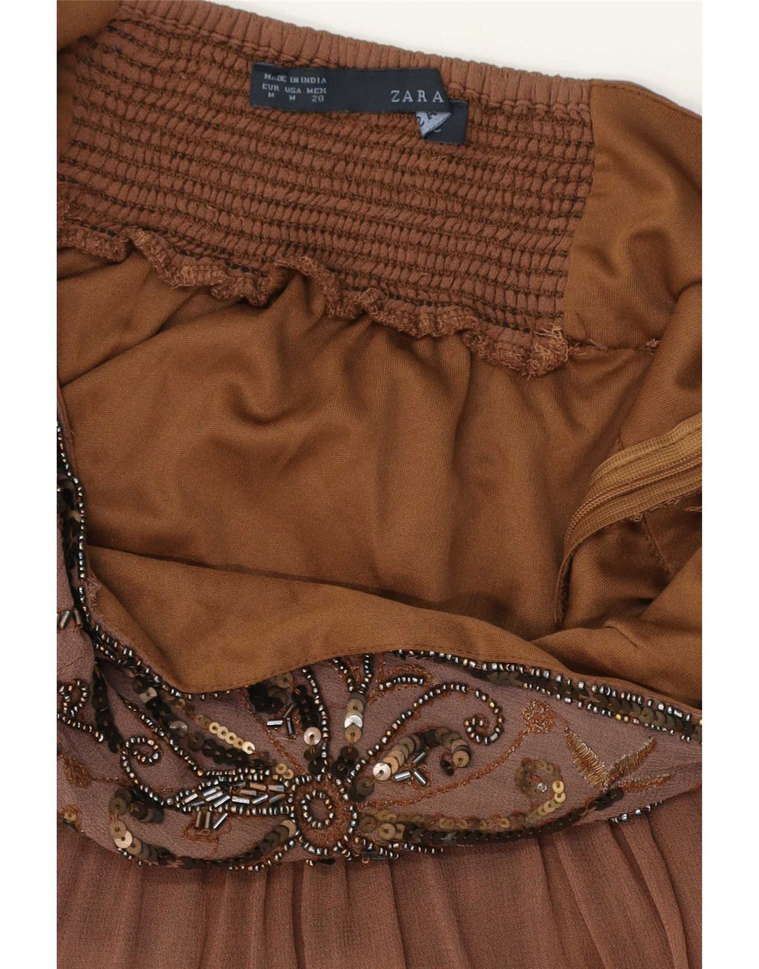 Женское платье без бретелек Zara UK 12, средний коричневый цвет
