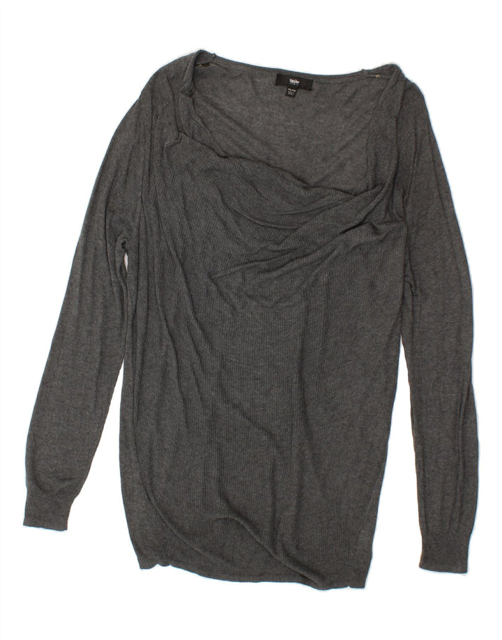 MOSSIMO Womens Boat Neck Jumper Sweater UK 20 2XL Grey Nylon Vintage Mossimo and Second-Hand Mossimo from Messina Hembry 