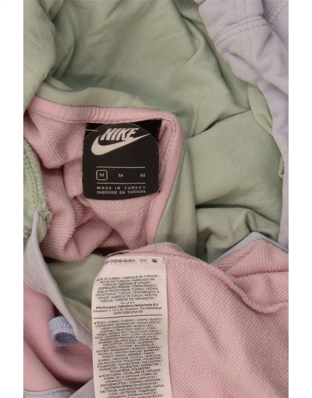 Женский джемпер с капюшоном оверсайз Nike UK 14, средний, разноцветный, с цветными блоками