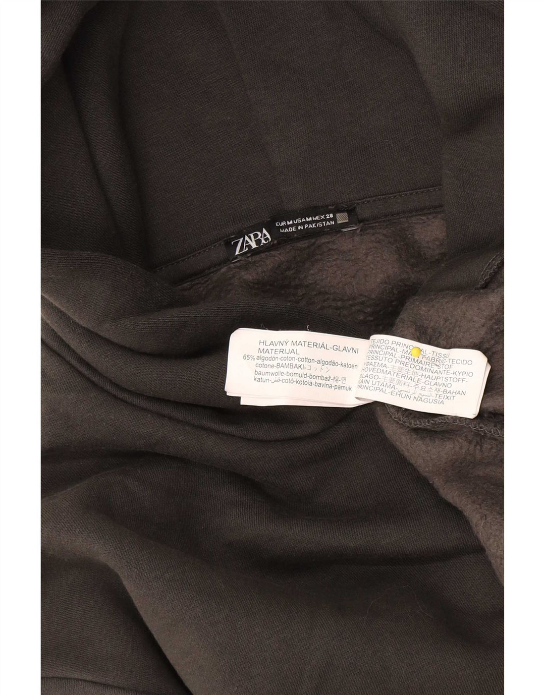 Женский джемпер с капюшоном оверсайз Zara UK 14, хлопок среднего серого цвета
