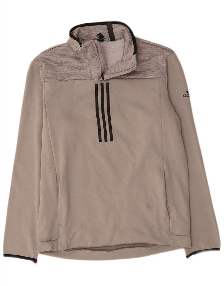 Мужской спортивный костюм Adidas Climawarm с воротником на молнии, средний серый полиэстер