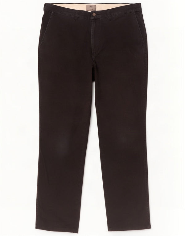 Мужские прямые брюки-чиносы Marks & Spencer W36 L33, черные, хлопковые