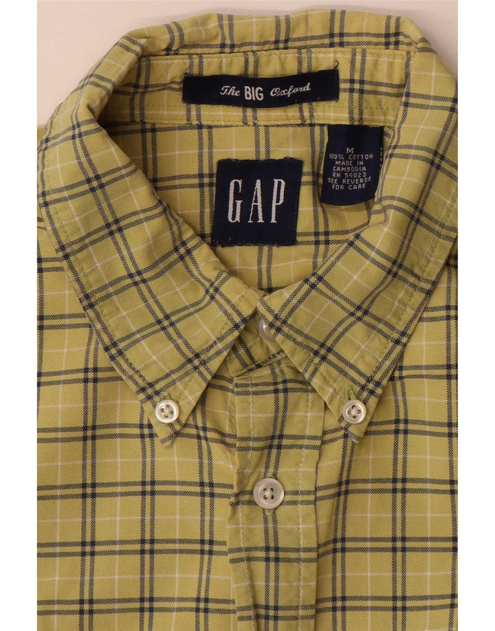 Мужская рубашка свободного кроя Gap, хлопковая клетка среднего желтого цвета