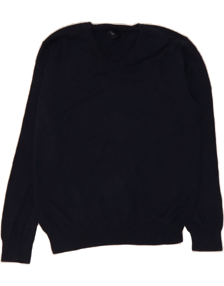 J. CREW Mens V-Neck Jumper Sweater Medium Navy Blue Cotton Vintage J. Crew and Second-Hand J. Crew from Messina Hembry 