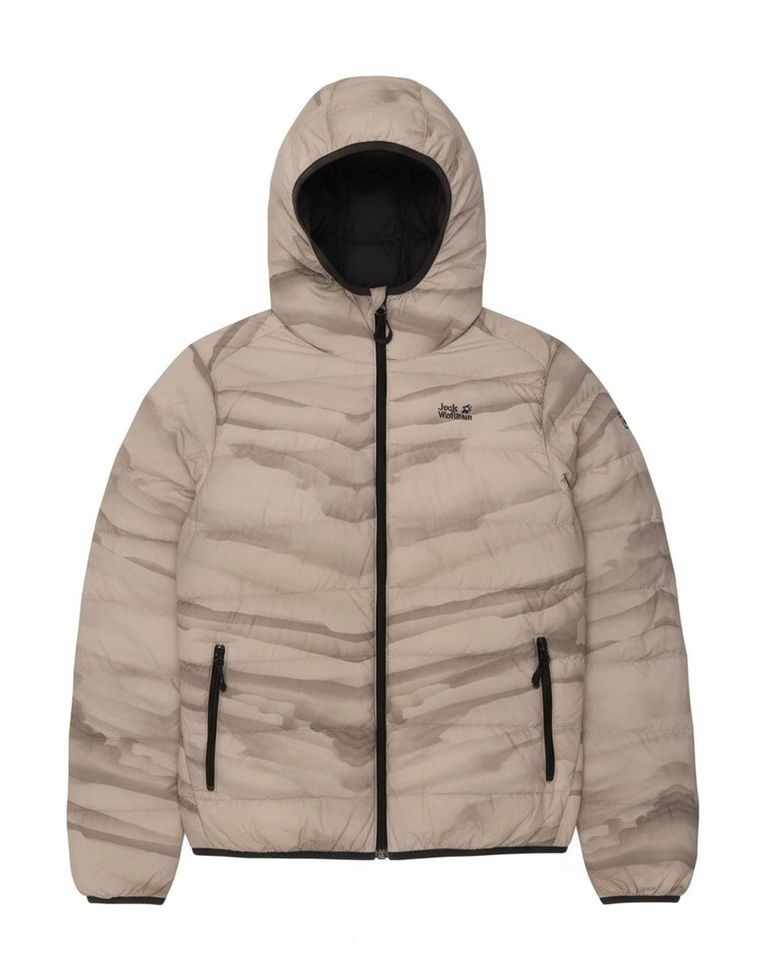 Женская стеганая куртка с капюшоном Jack Wolfskin UK 18 XL, серый полиэстер тай-дай