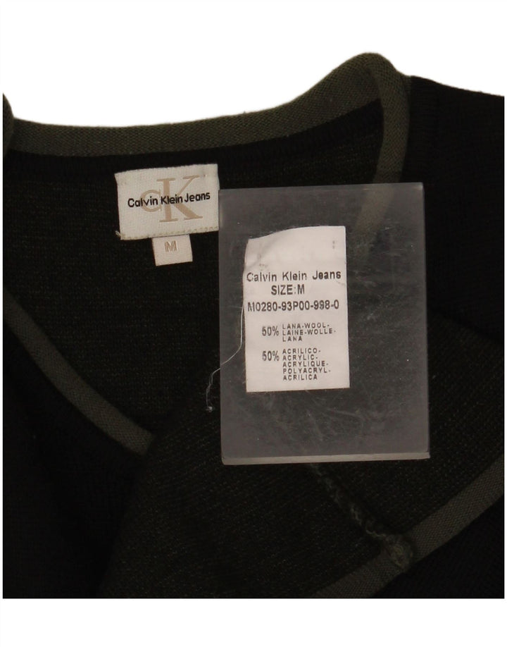 CALVIN KLEIN JEANS Мужской джемпер с v-образным вырезом, средний черный шерстяной свитер