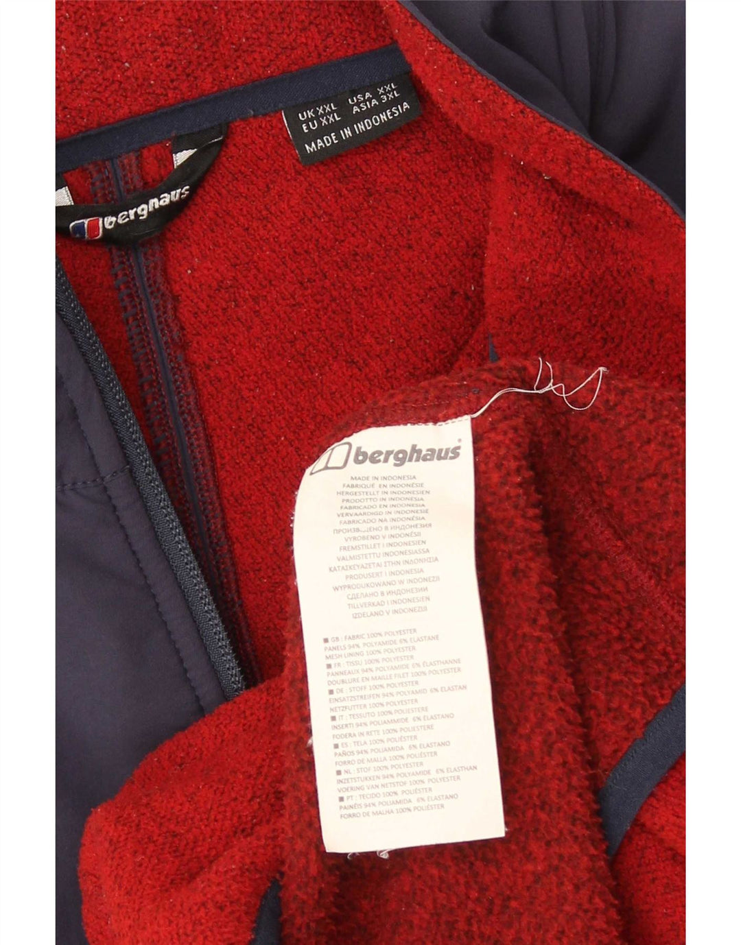 Мужская флисовая куртка Berghaus UK 44 2XL, красный полиэстер с цветными блоками
