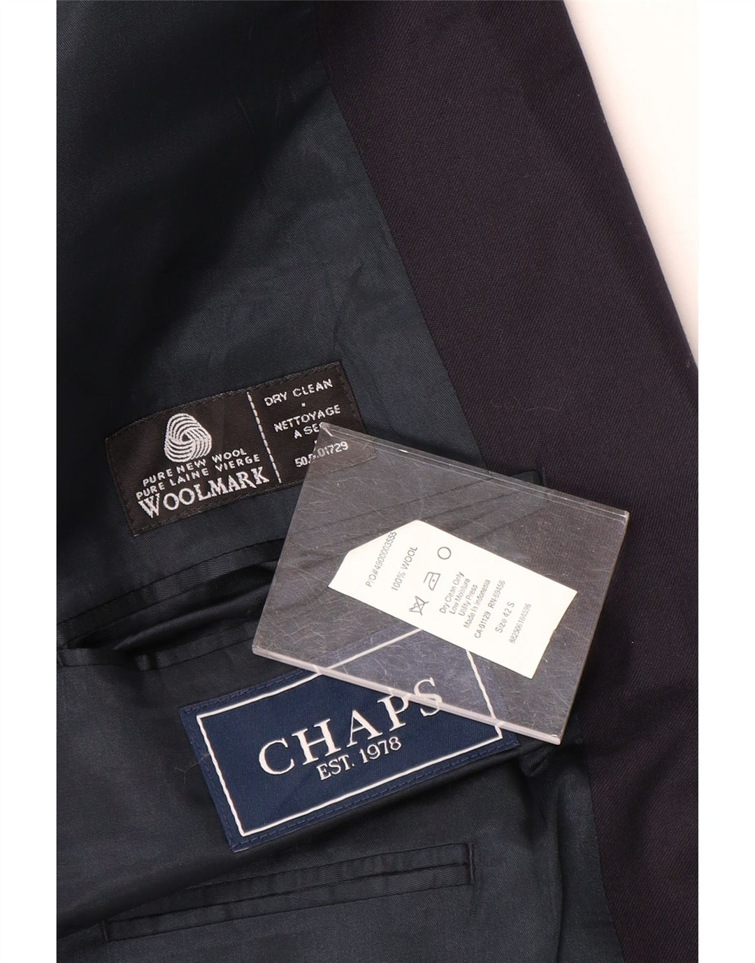 Мужской пиджак Chaps на 2 пуговицах, Великобритания 42 XL, темно-синий, шерстяной