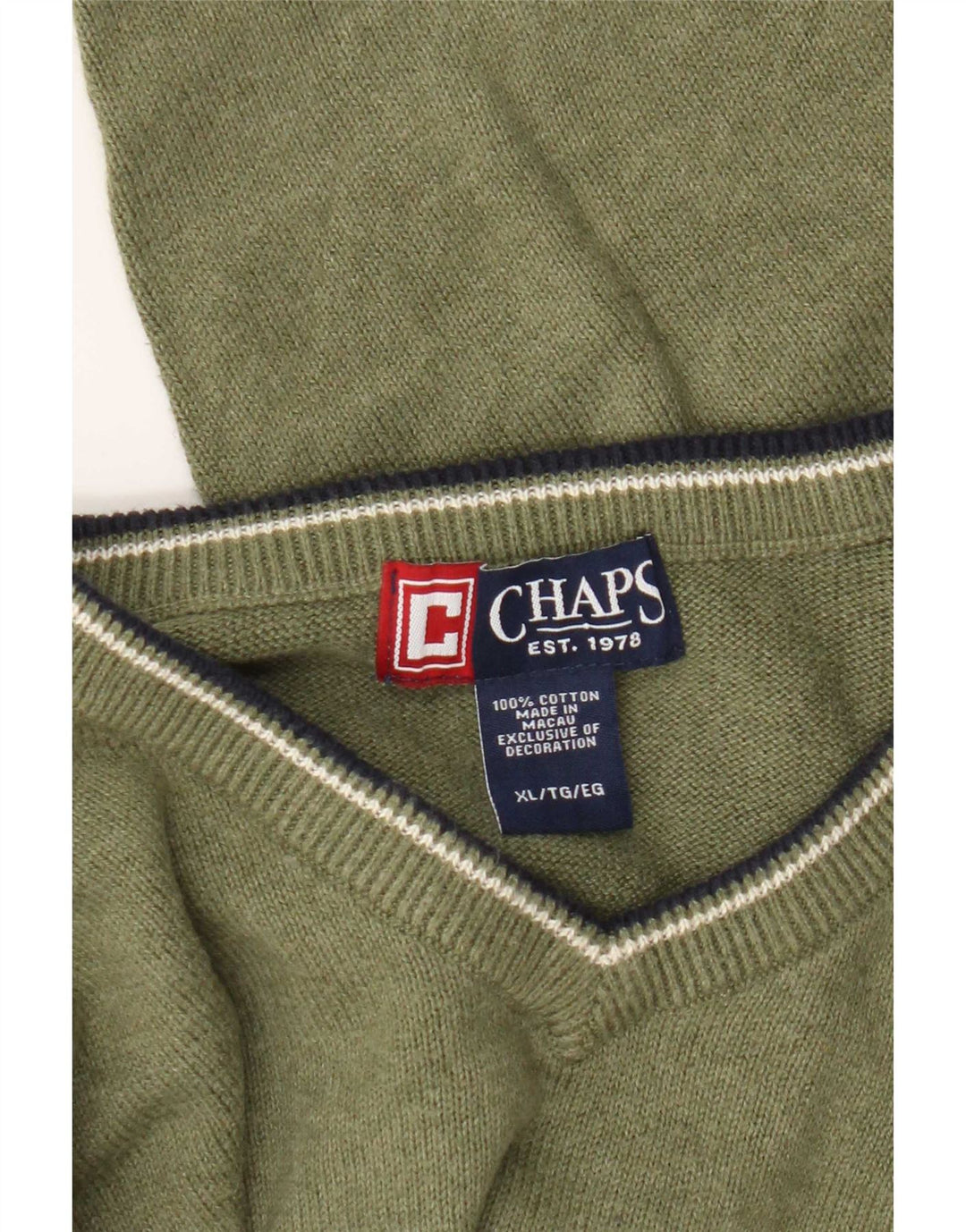 Мужской джемпер стандартного кроя с v-образным вырезом Chaps, зеленый хлопковый размер XL