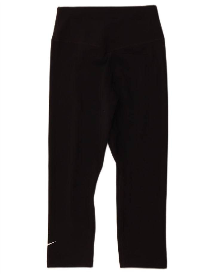 NIKE Womens Dri Fit Capri Leggings UK 4 XS Black Polyester