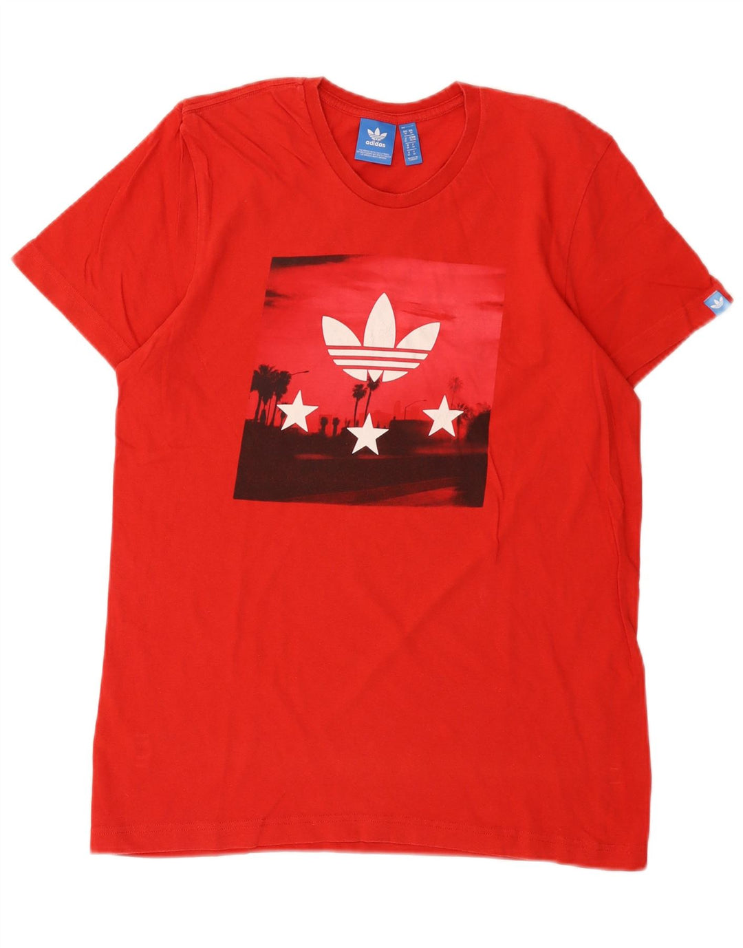 Мужская футболка Adidas с рисунком из хлопка среднего красного цвета