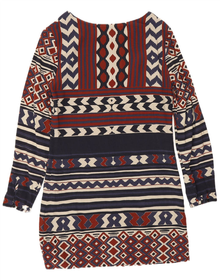 Женское платье-футляр Desigual с длинным рукавом EU 36, маленькое темно-синее с геометрическим рисунком