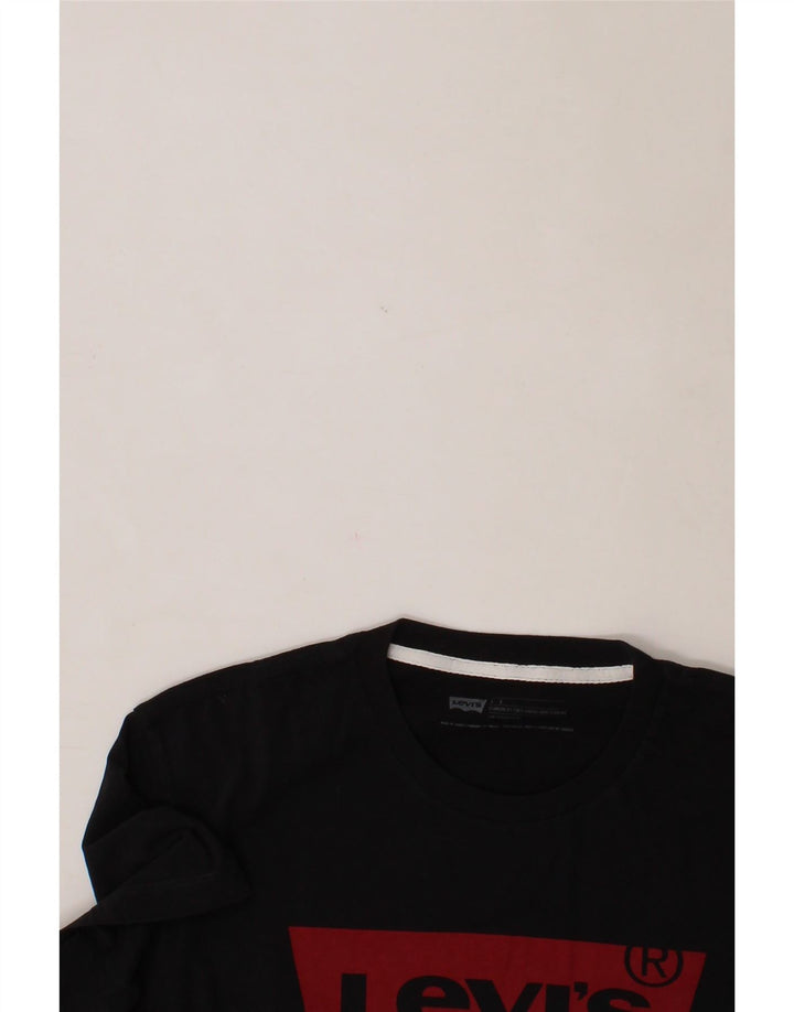 LEVI'S Mens Graphic T-Shirt Top Large Black Cotton Vintage Levi's and Second-Hand Levi's from Messina Hembry 