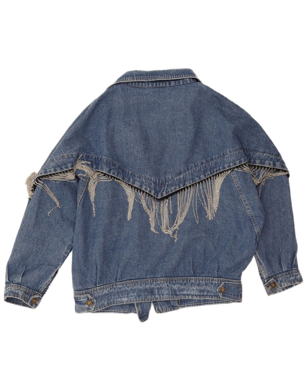 Винтажная женская байкерская джинсовая куртка свободного кроя, Великобритания, 18 XL, синяя