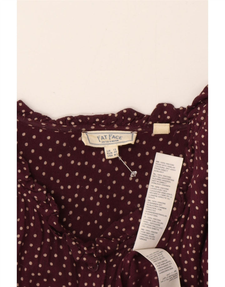 Женское платье макси с длинным рукавом Fat Face UK 12, средний бордовый в пятнистый цвет
