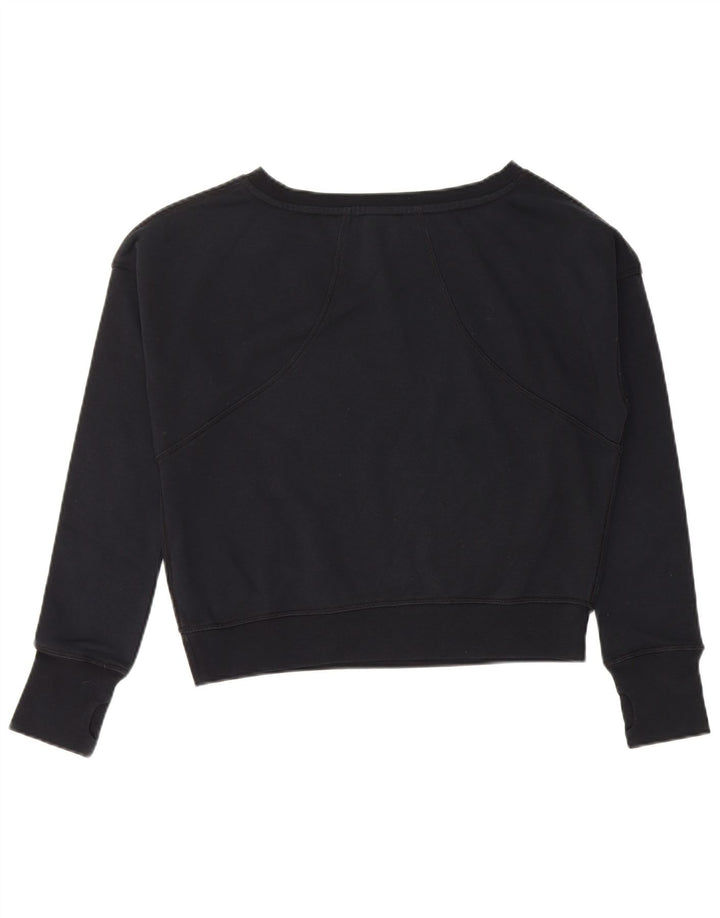 Укороченный свитшот с рисунком для девочек NIKE, 13–14 лет, черный хлопок, размер XL