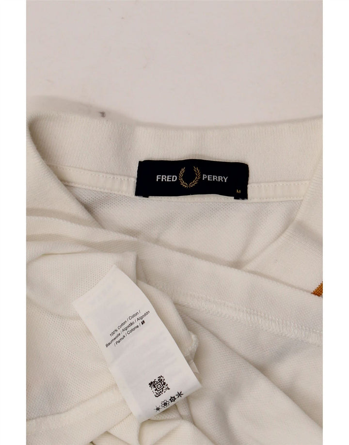 Мужская рубашка-поло Fred Perry среднего размера, белый хлопок