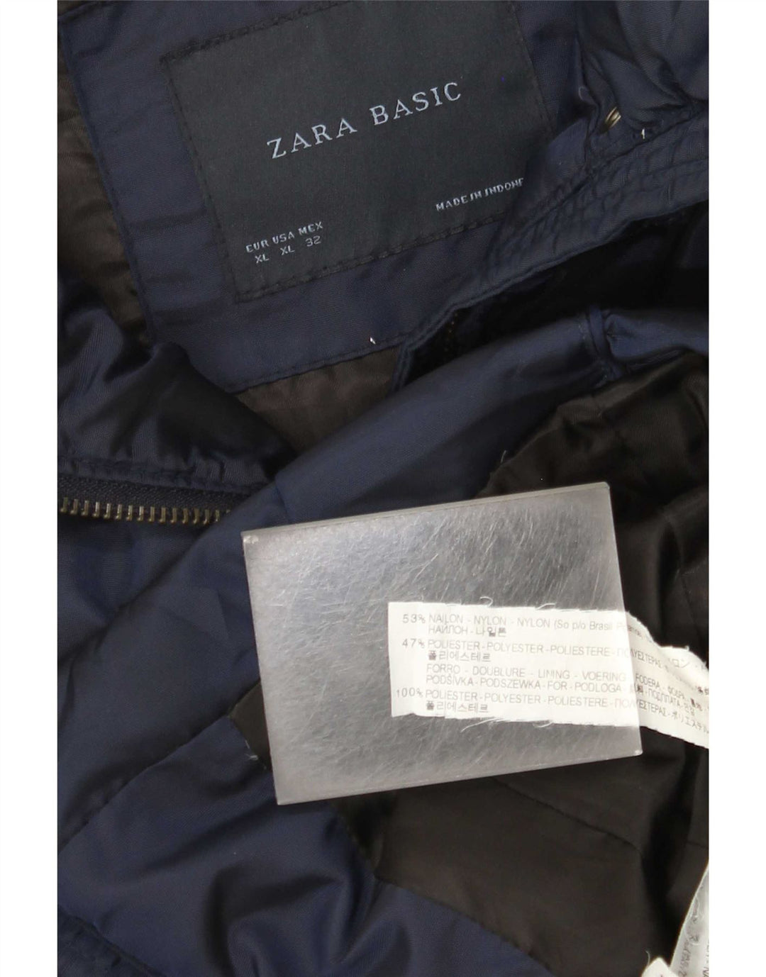 Женская стеганая куртка Zara UK 18 XL, темно-синий нейлон