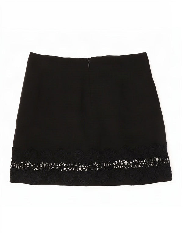 Женская мини-юбка Topshop UK 12 Medium W30, черный полиэстер с цветочным принтом