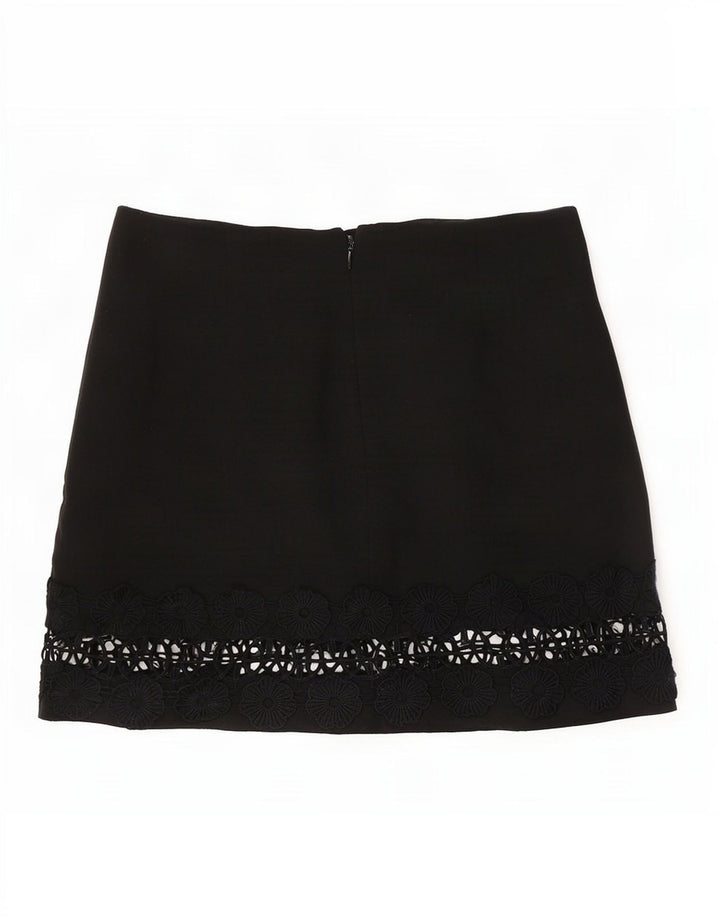 Женская мини-юбка Topshop UK 12 Medium W30, черный полиэстер с цветочным принтом