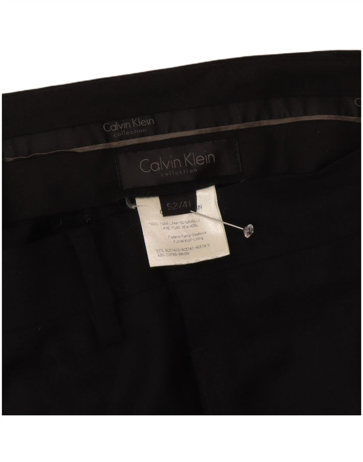 Мужские прямые костюмные брюки Calvin Klein IT 52 XL W36 L34 черные шерстяные