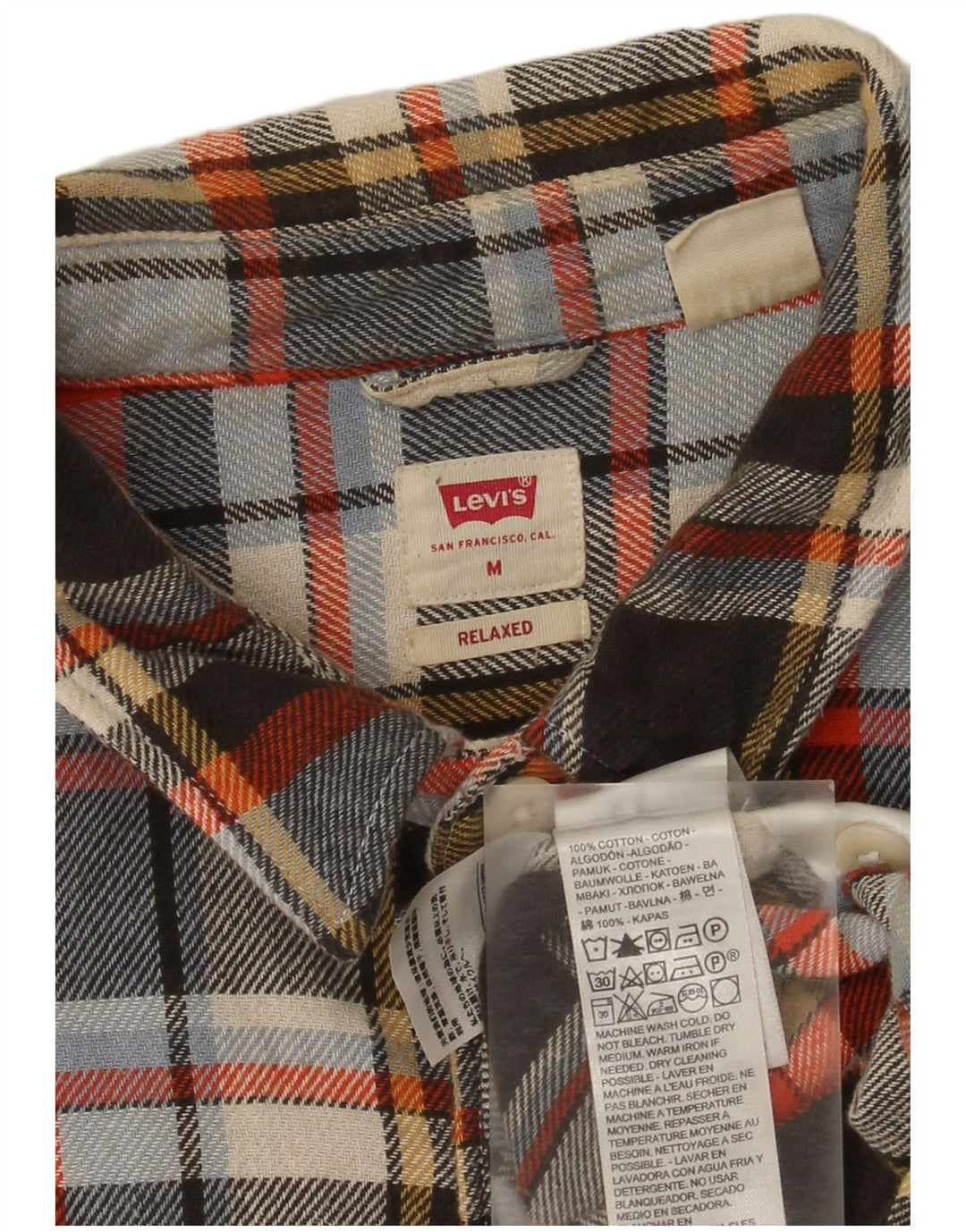 Мужская свободная фланелевая рубашка Levi's, средний размер, разноцветная клетка, хлопок