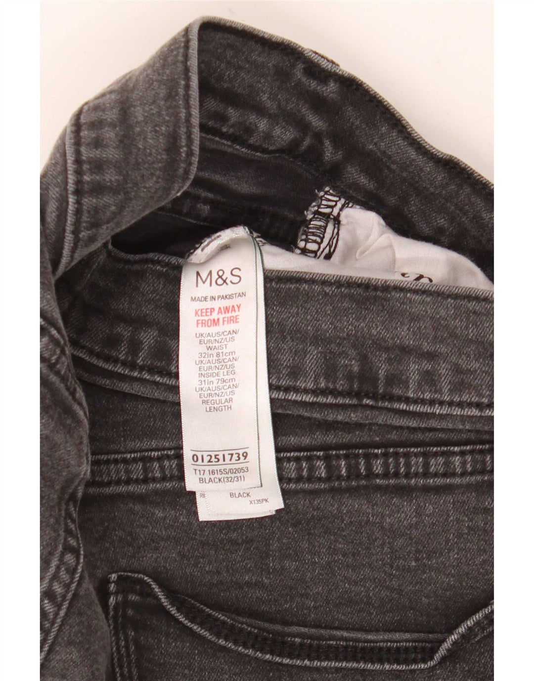 Мужские узкие джинсы Marks & Spencer W32 L31, черный хлопок