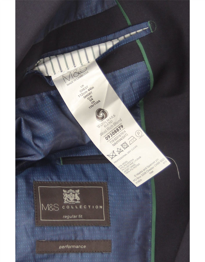 Мужской пиджак Marks & Spencer на 2 пуговицах EU 54 2XL темно-синий шерстяной