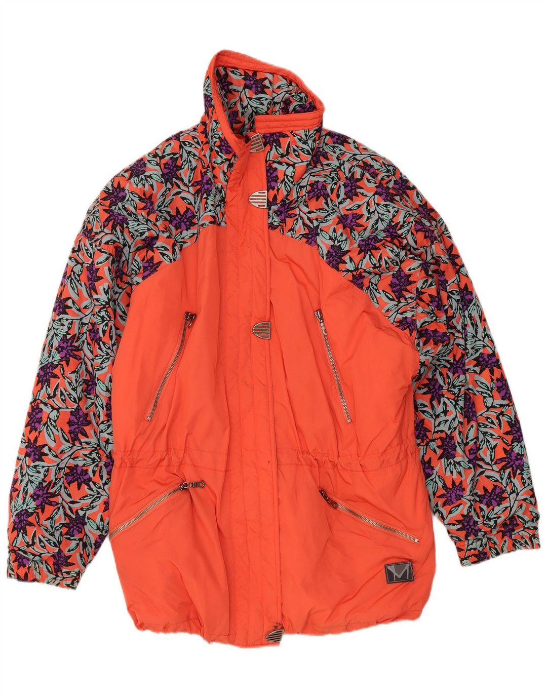 Женская лыжная куртка Maier Oversized UK 10, маленькая оранжевая с цветочным принтом, полиамид