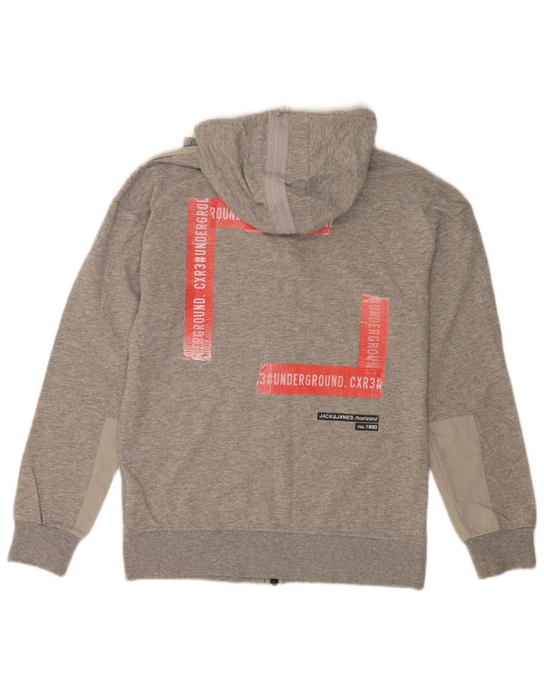 Мужской свитер с капюшоном и молнией с графическим рисунком Jack & Jones, маленький серый цветных блоков