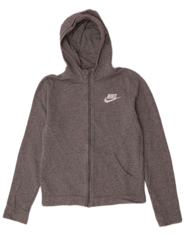Свитер с капюшоном на молнии для мальчиков Nike, 12–13 лет, большой размер, серый хлопок