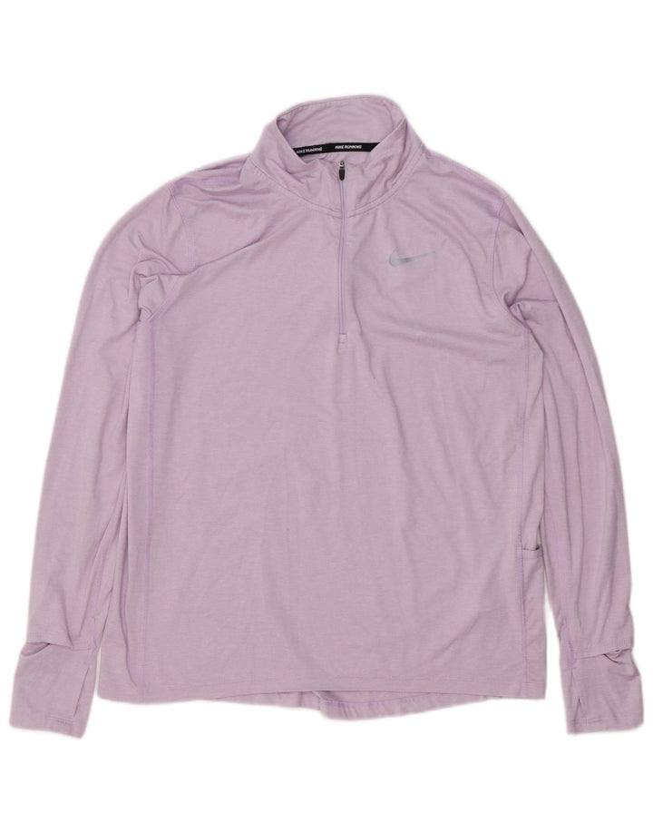Женский спортивный костюм-пуловер с воротником на молнии Nike Dri Fit UK 14, средний фиолетовый