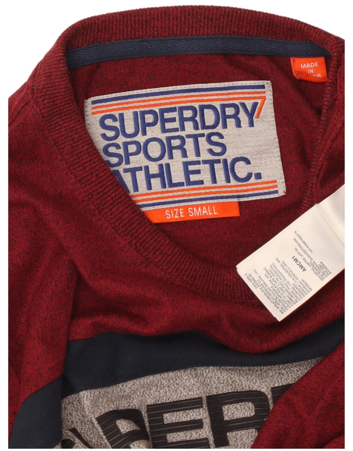 SUPERDRY Мужской топ с рисунком, длинный рукав, маленький бордовый хлопок с крапинками