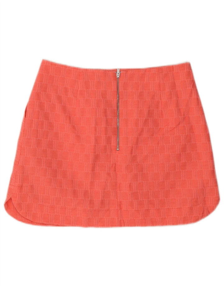 Женская мини-юбка Topshop UK 10, маленькая W28, полиэстер розового цвета с геометрическим рисунком