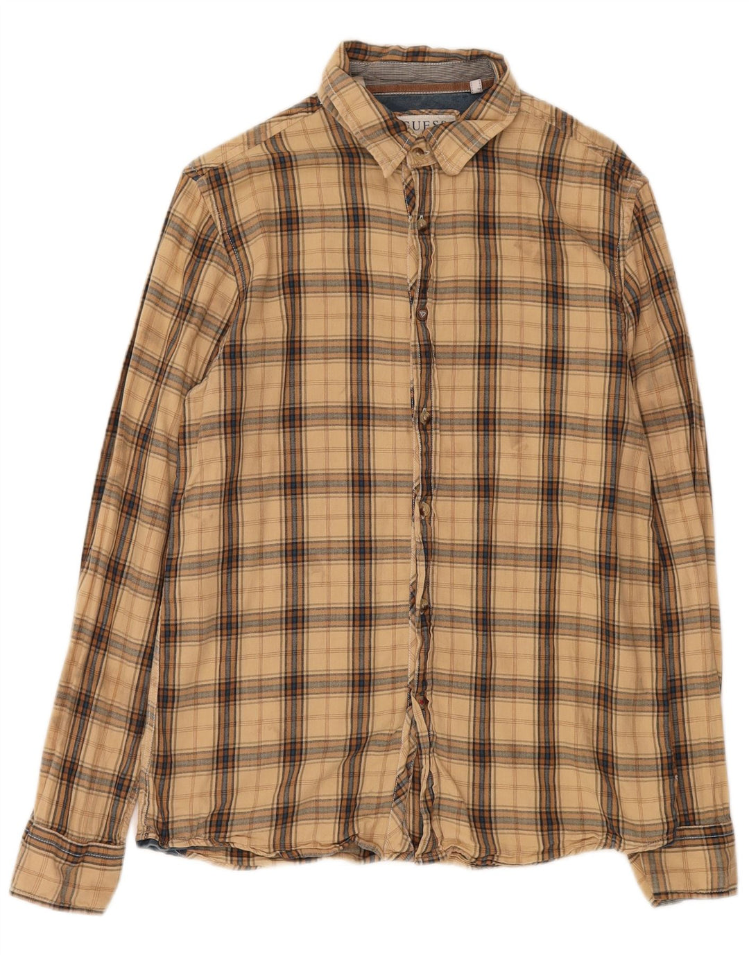 Мужская фланелевая рубашка Guess, маленькая бежевая клетка, хлопок