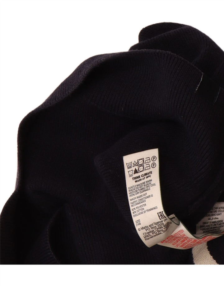 Мужской джемпер с воротником на молнии Marks & Spencer большой темно-синий в полоску