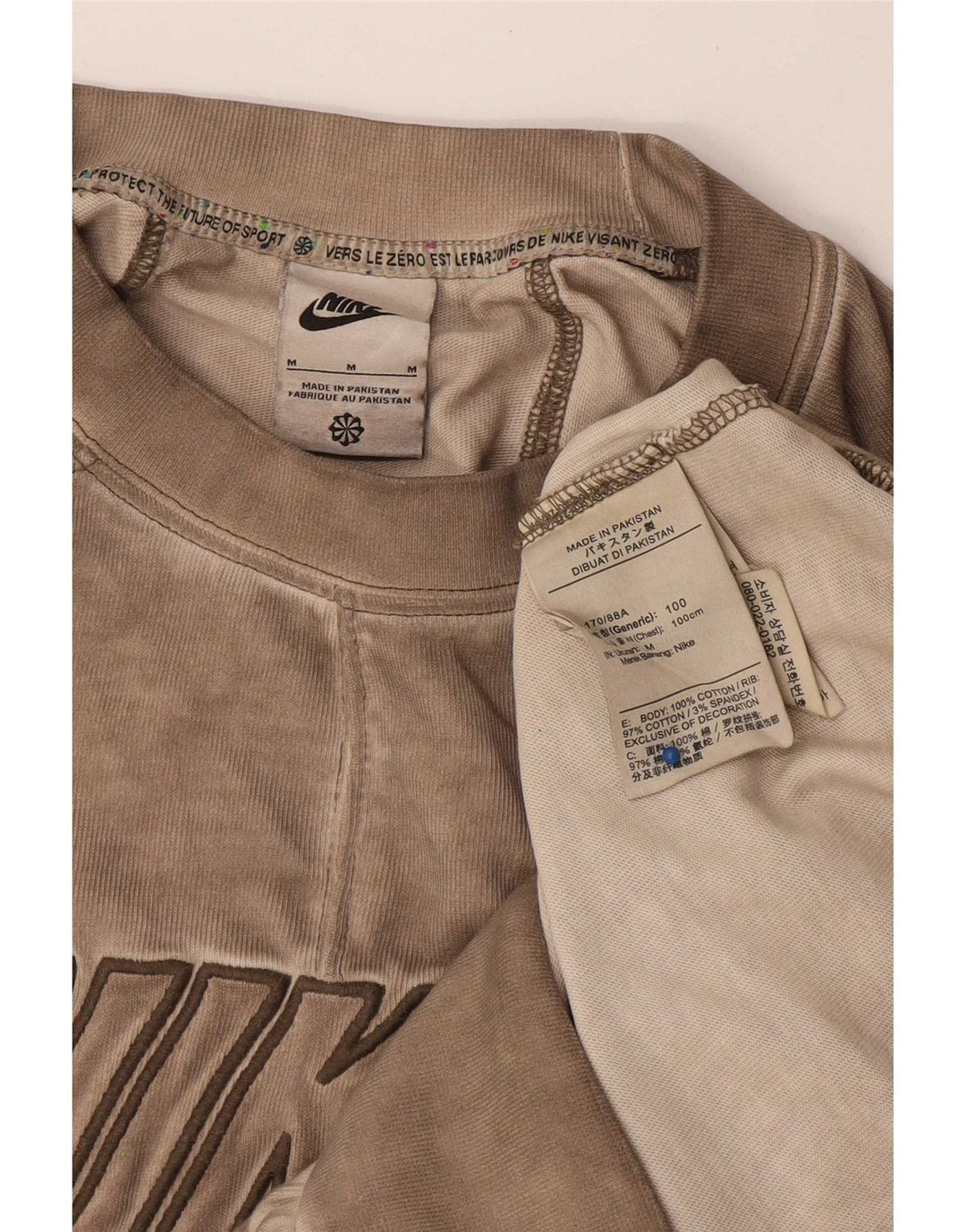 Мужской свитшот с рисунком Nike, хлопковый джемпер среднего бежевого цвета