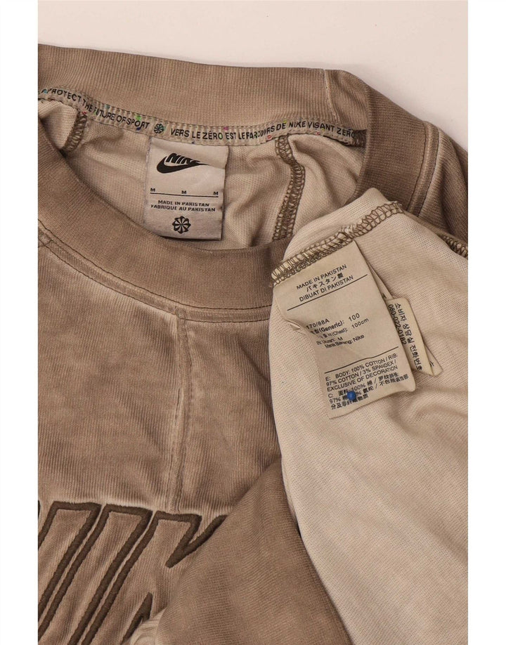 Мужской свитшот с рисунком Nike, хлопковый джемпер среднего бежевого цвета